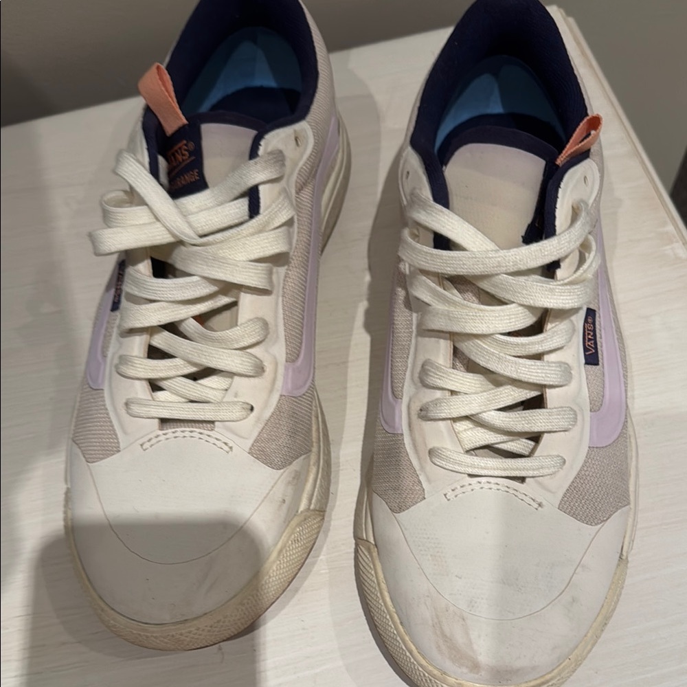 Vans White and Purple Low-Top Sneakers
